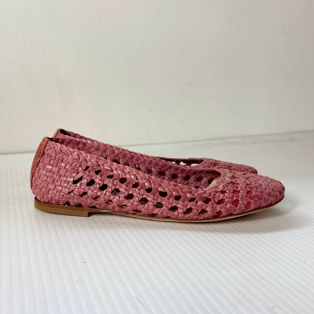 Cardinale Berry Pink Woven Leather Ballet Flats Womens IT 35 US 5 Made in Italy